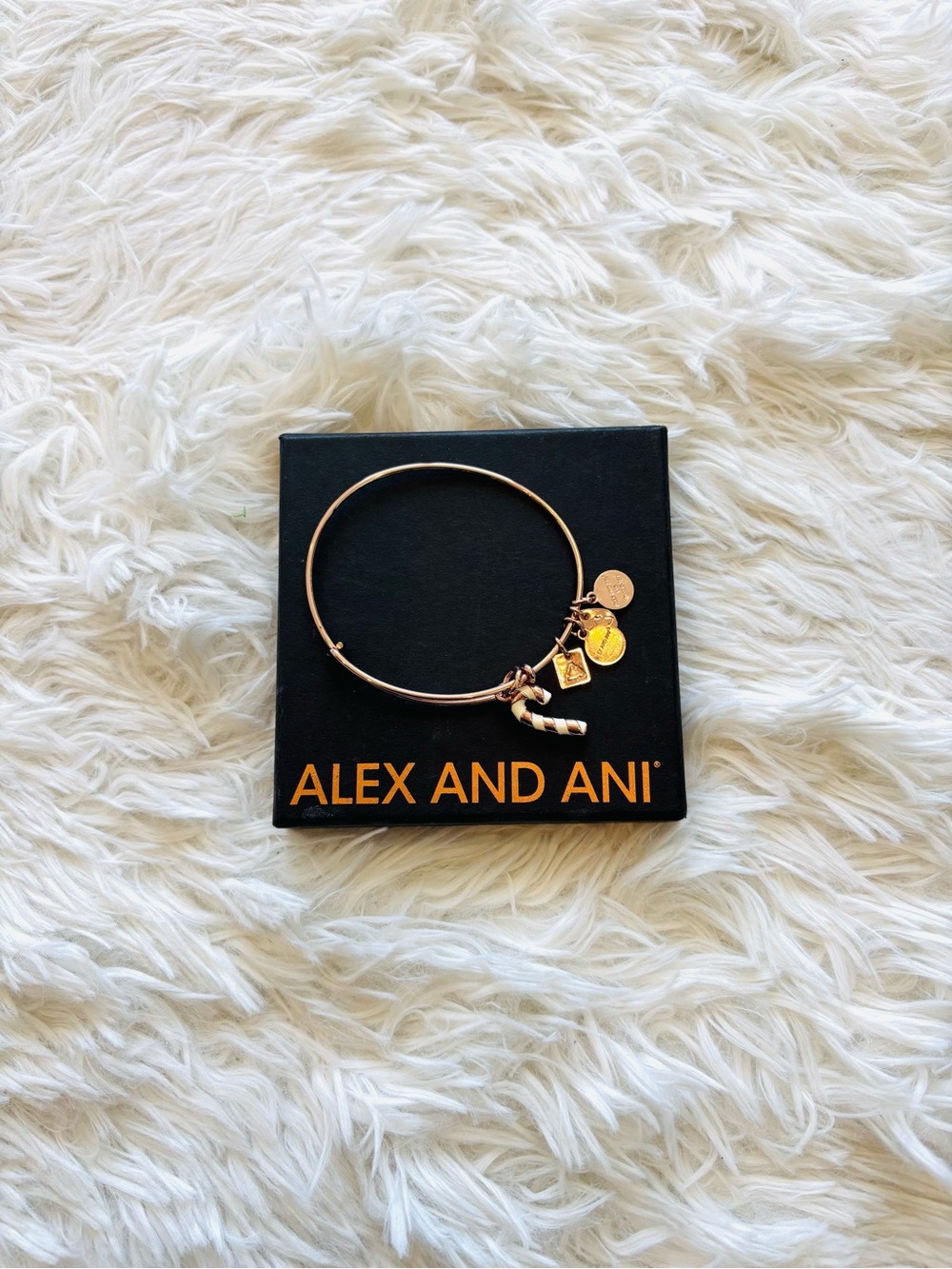 🤍NWOT! Alex and Ani Gold Candy Cane Charm Bracelet